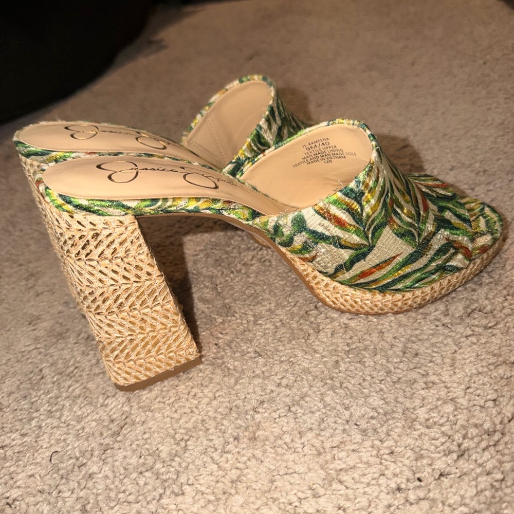 Jessica Simpson Leaf Print Wedge Sandals